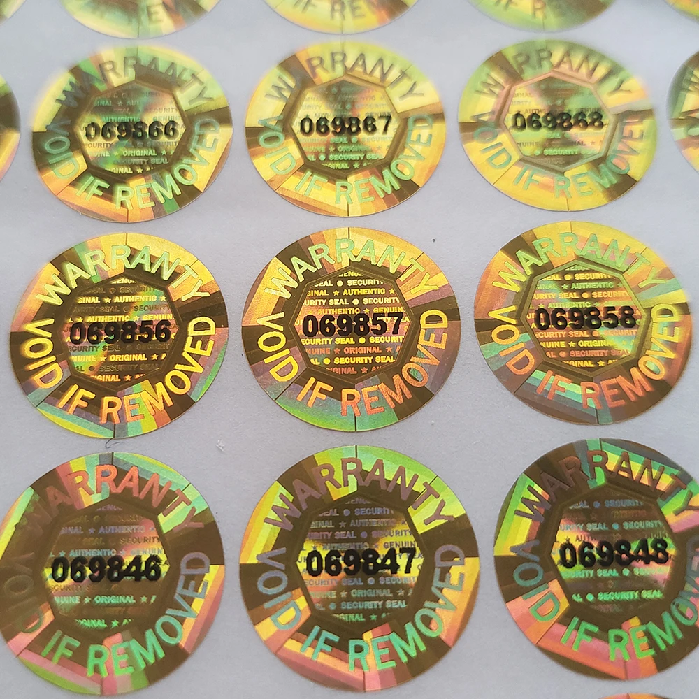 100pcs 15mm Gold Color Hologram Label Sticker Serial Numbers Security Seal Octagon Inside AUTHENTIC GENUINE ORIGINAL Protection