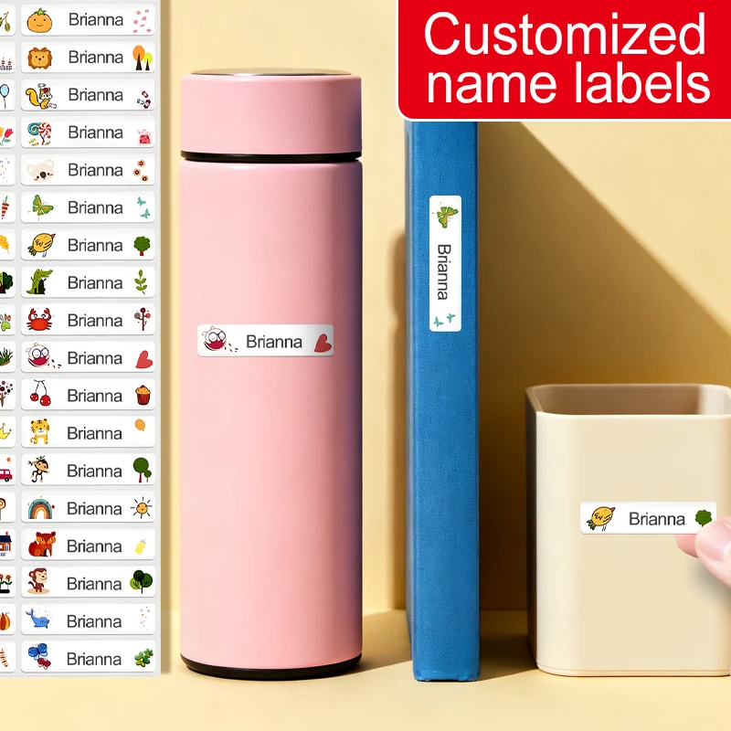 Personalized Waterproof Name Stickers for School - Custom Tags for Kids Backpacks, Lunch Boxes & Bottles, Durable DIY Labels