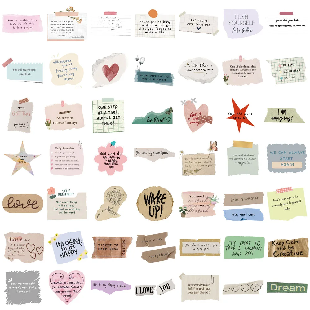 50/100PCS Fragmented Text Retro Handmade Stickers Nostalgia Laptop Luggage Cartoon Cool Skateboard Art Picture Phone Sticke