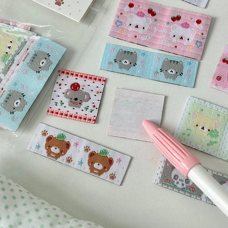 Kawaii Label Index Stickers Embroidery Lucky Tag Label Sticker Scrapbooking Sticker Hand Account Notes Decorative Sealing Decals
