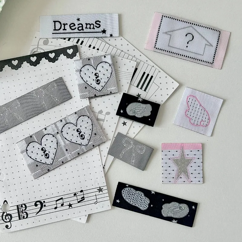Kawaii Label Index Stickers Embroidery Lucky Tag Label Sticker Scrapbooking Sticker Hand Account Notes Decorative Sealing Decals