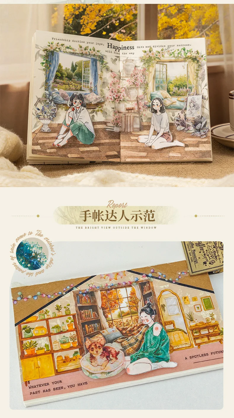 10pcs/1lot Kawaii Scrapbook Stickers the scene outside one's window is clear Junk Journal Planner Stationery Planner Decorative