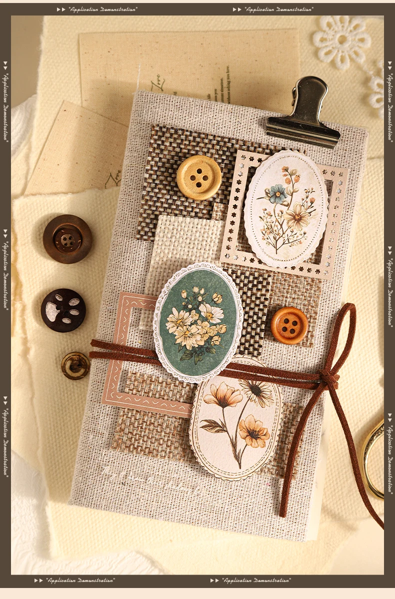 Journal GO 45pcsVintage Flowers Sticker for DIY Scrapbooking Journal Photo Album Decoration Materials Sticky Floral Decals