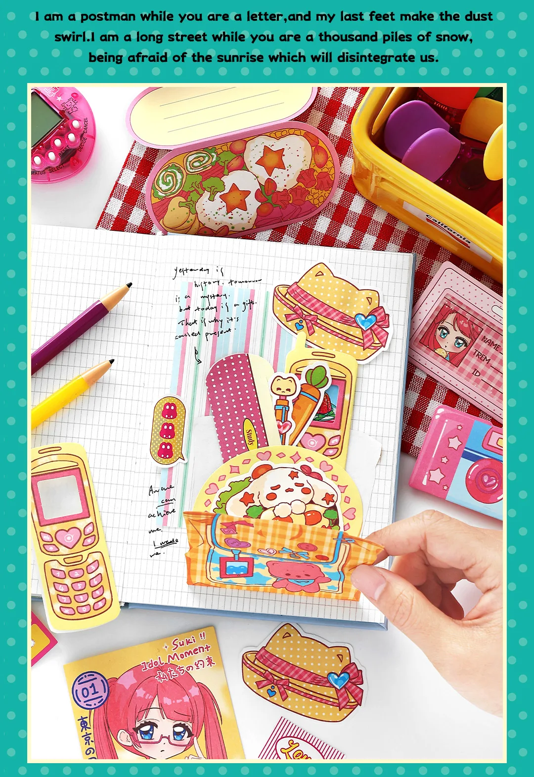 20/80pcs Neon Tribe Series Kawaii Ins Cartoon Small Element Adhesive Label Material Pack Scrapbooking DIY Aesthetic Stationery