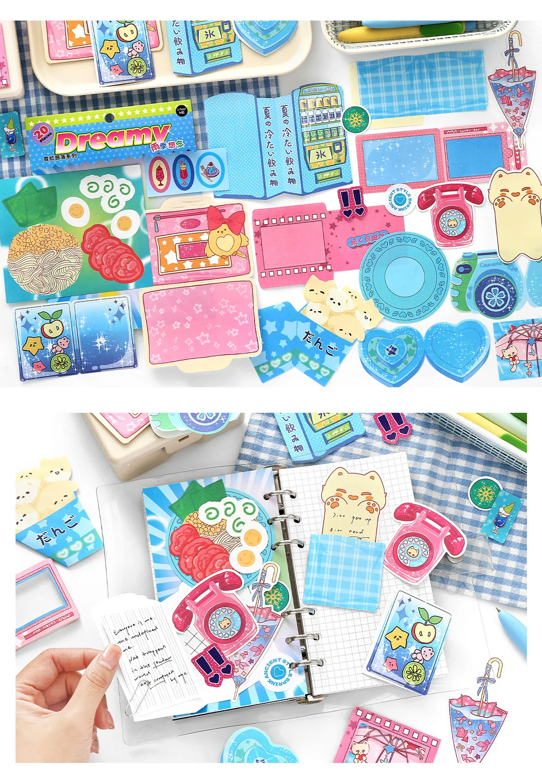 20/80pcs Neon Tribe Series Kawaii Ins Cartoon Small Element Adhesive Label Material Pack Scrapbooking DIY Aesthetic Stationery