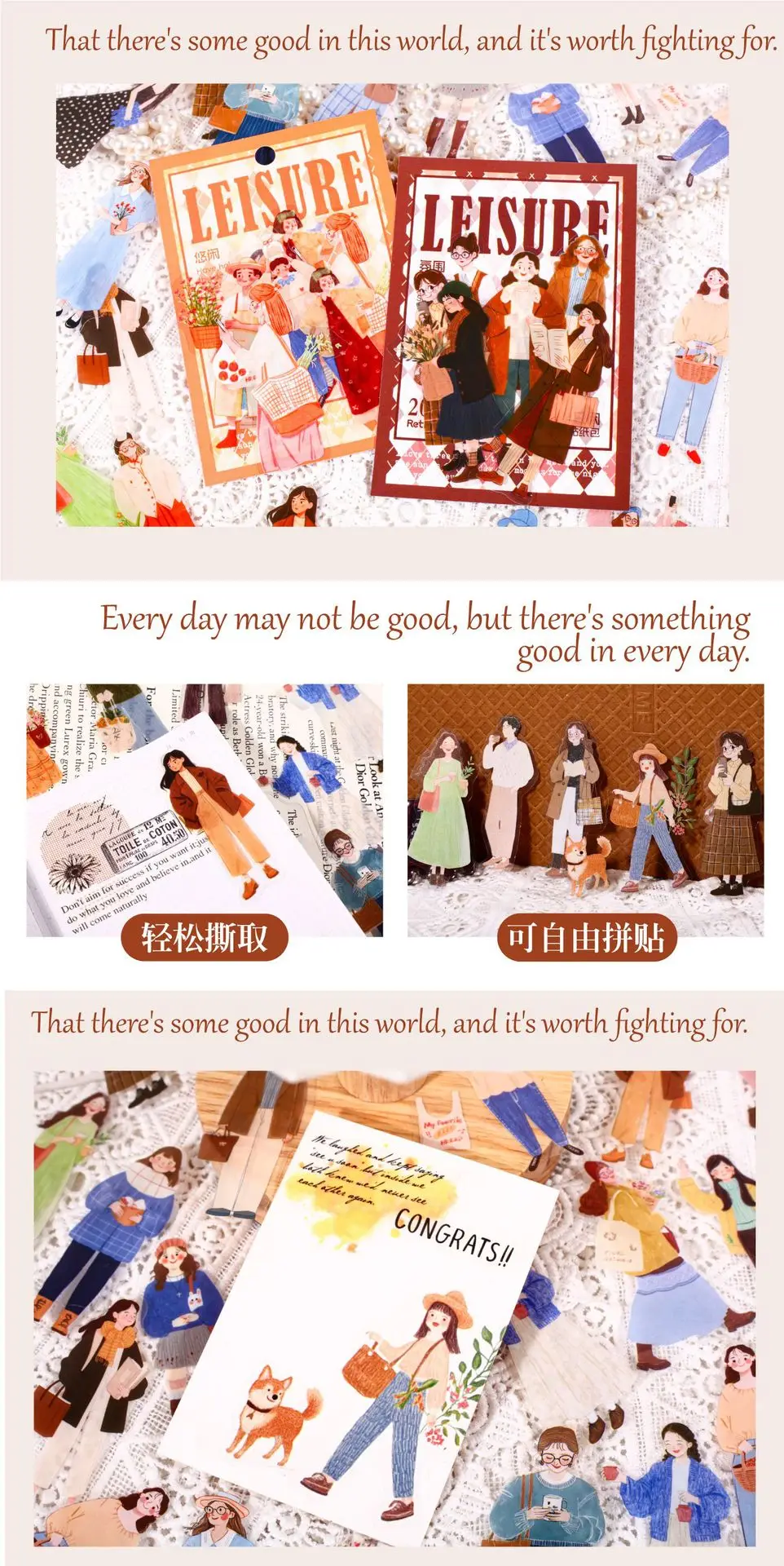 15pcs/1lot Kawaii Scrapbook Sticker idle the rest of one's day Scrapbooking Supplies Planner Decorative Stationery Sticker