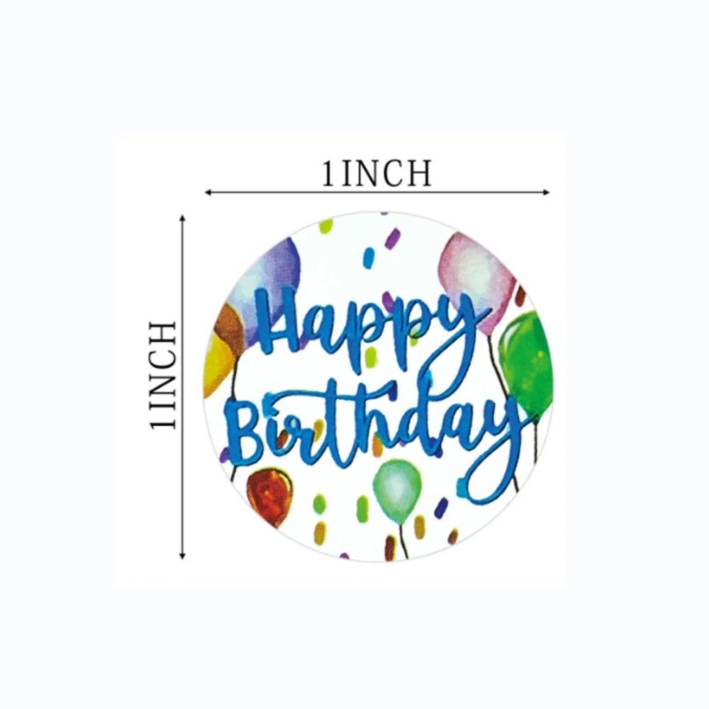 100-500pcs Happy Birthday Roll Stickers Birthday Balloon Roll Decals Stickers Fun Birth Day Cake Greeting Sticker for Card Box