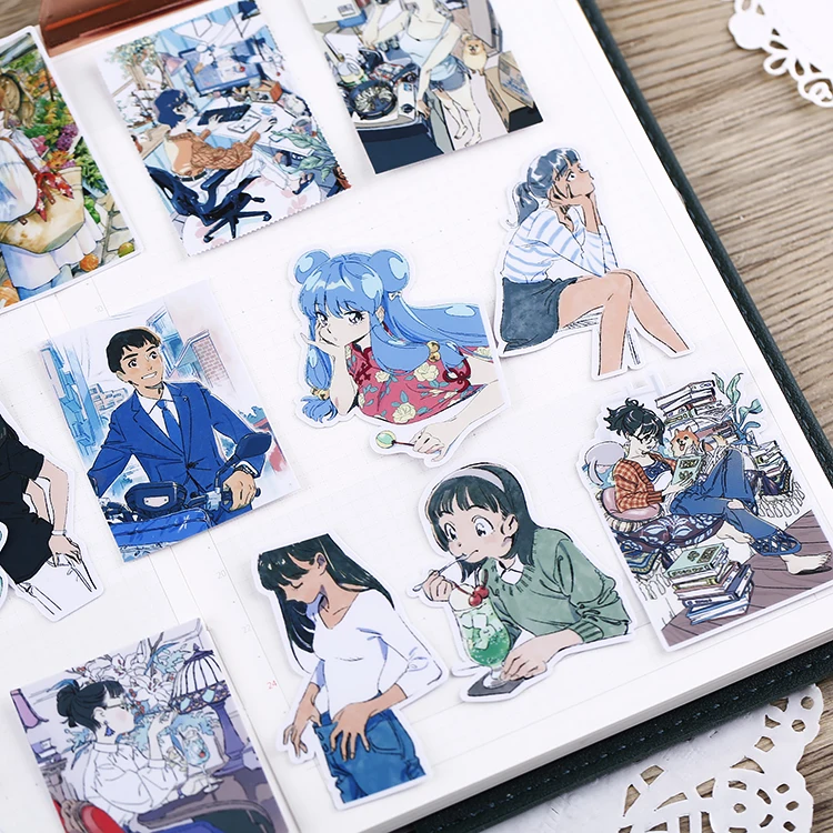 21pcs Cute Japanese Stationery Stickers for DIY, Waterproof and Artistic Decals with Fresh Girl Images, Journals and Notebooks