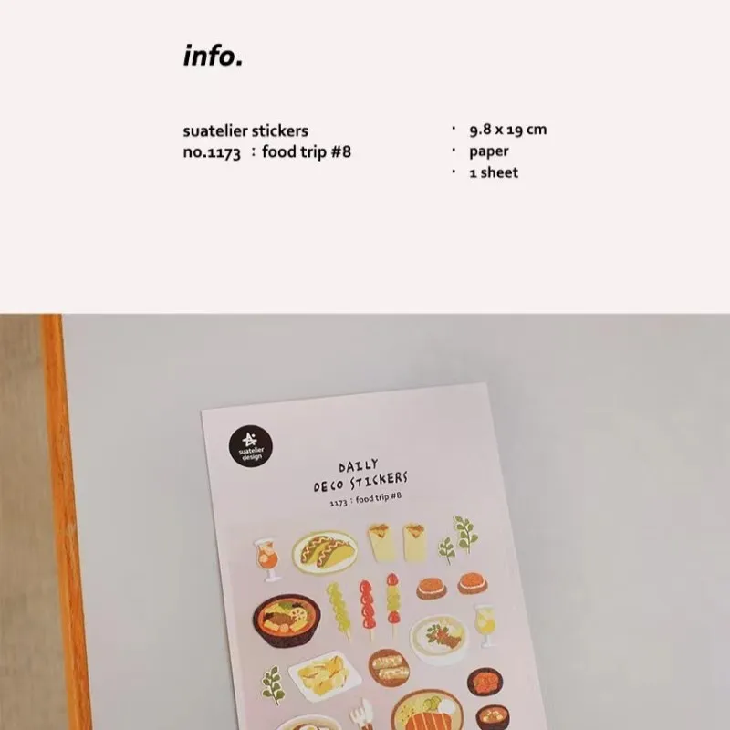 Korean Import Suatelier Tasty Food Trip Paper Stickers Scrapbooking Diy Journal Stationery Sticker Deco Art School Supply 1173