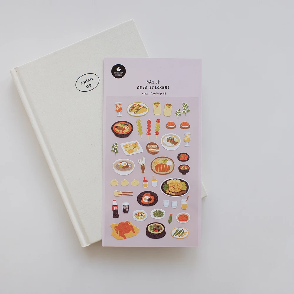 Korean Import Suatelier Tasty Food Trip Paper Stickers Scrapbooking Diy Journal Stationery Sticker Deco Art School Supply 1173