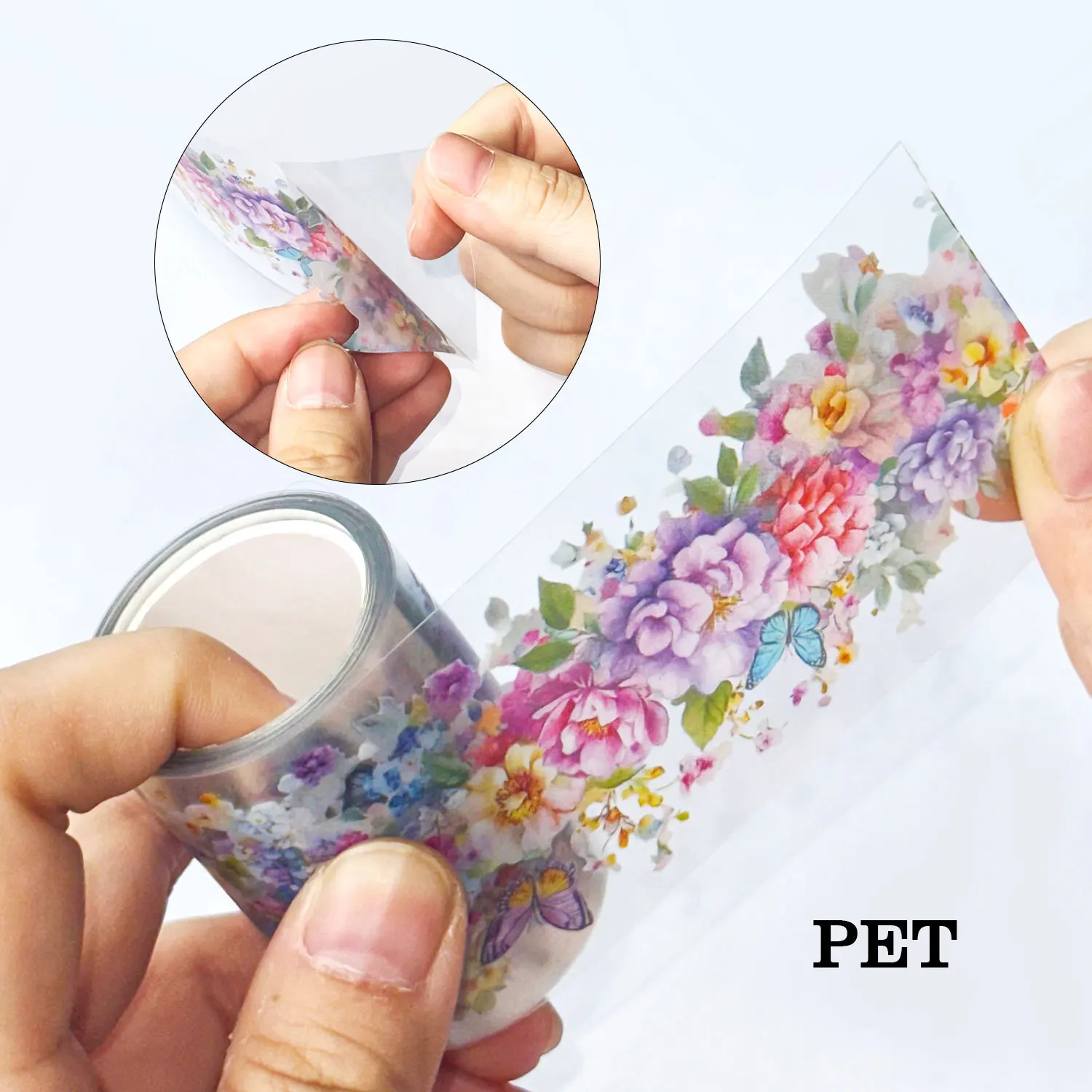 2m/Roll Colorful Flower PET Tape Decorative Masking Tape Scrapbooking Sticker Journal Aesthetic Stationery