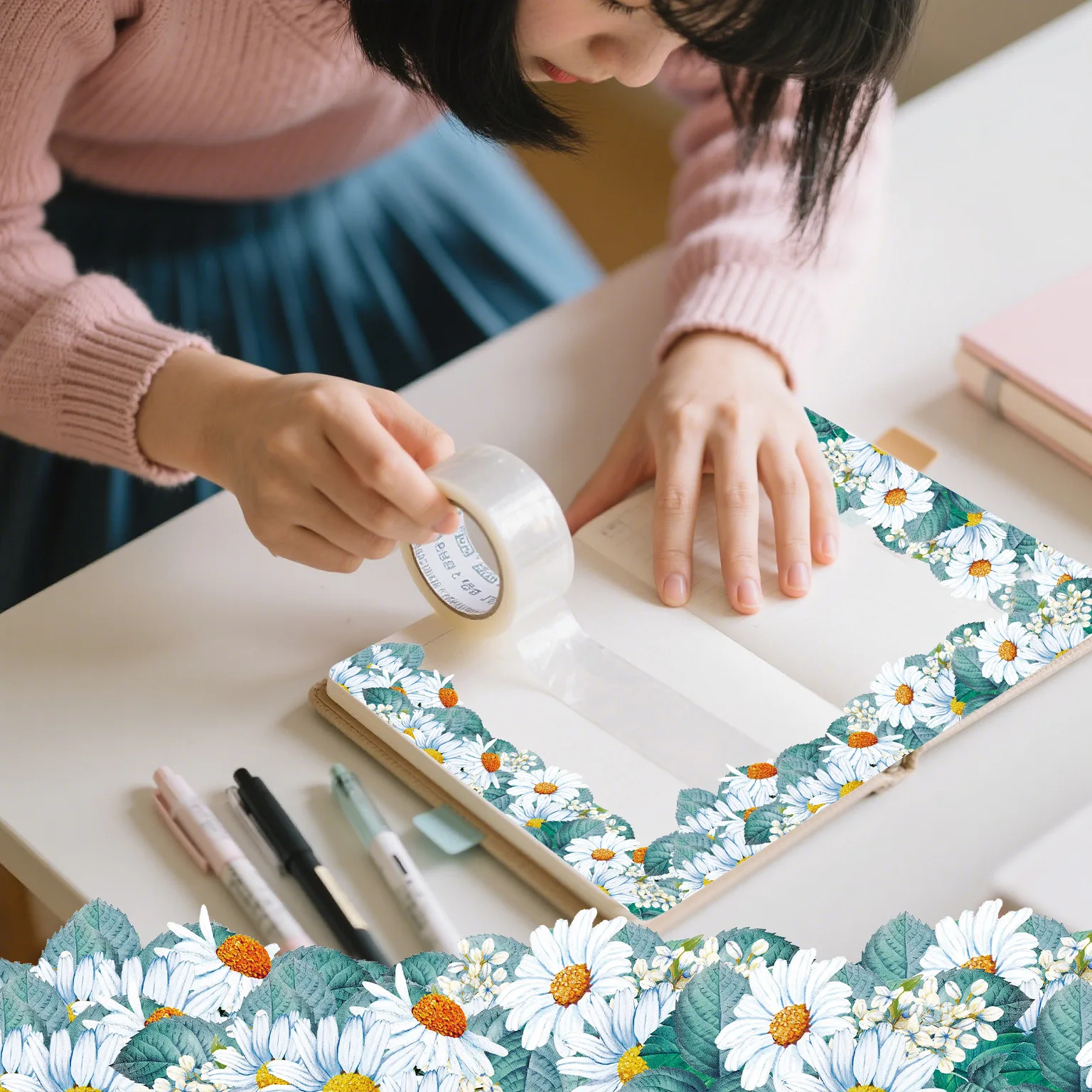 2m/Roll Colorful Flower PET Tape Decorative Masking Tape Scrapbooking Sticker Journal Aesthetic Stationery