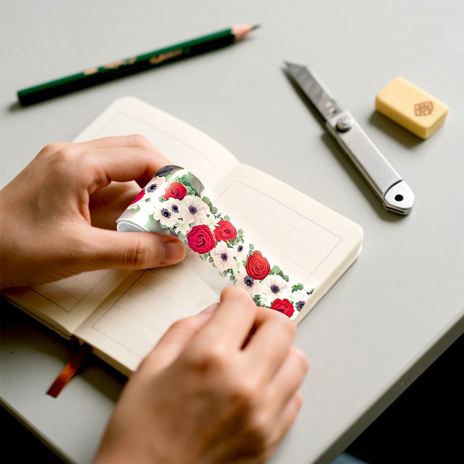 2m/Roll Colorful Flower PET Tape Decorative Masking Tape Scrapbooking Sticker Journal Aesthetic Stationery