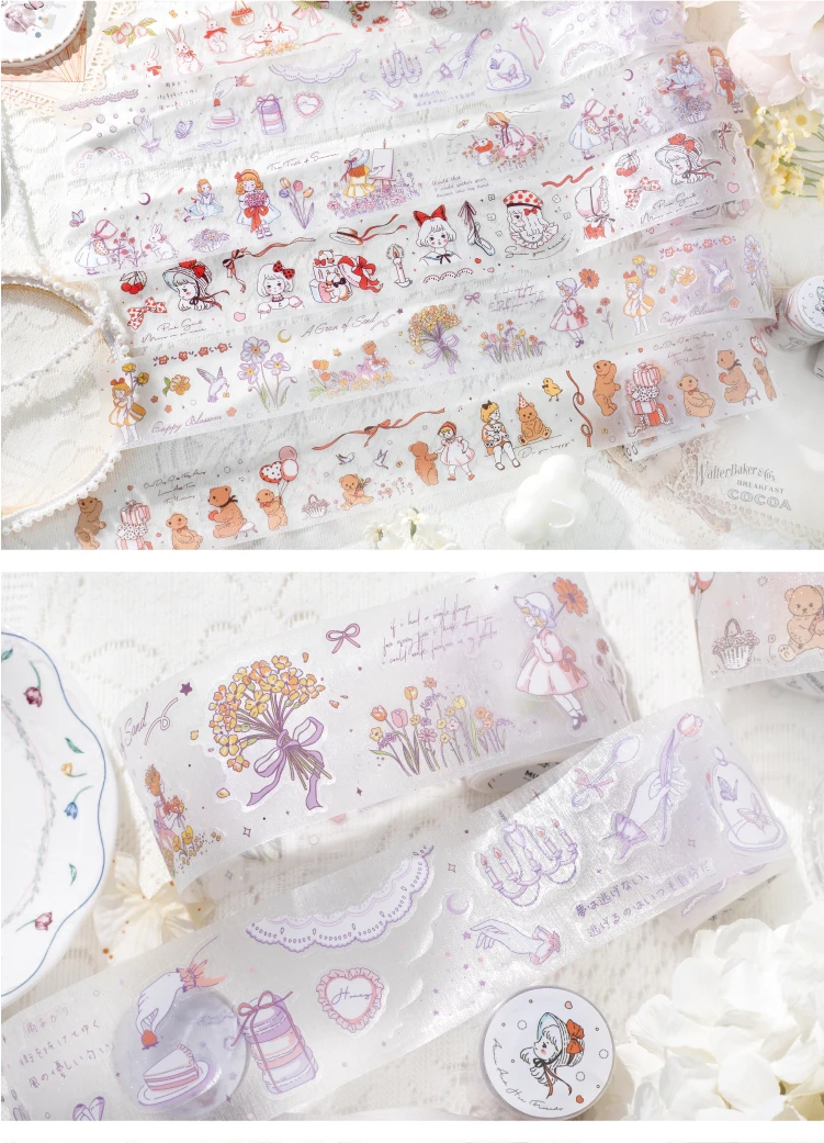 Journal GO 6x200cm Fairy Tale PET Tape Sticker DIY Scrapbooking Decor Album Collage Journalling Material Aesthetics Masking Tape