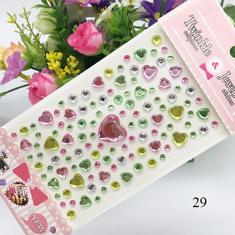 Children Diamond Sticker Acrylic Crystal Sticker 3D Colorful Love DIY Gem Decoration Stickers for Girl Rhinestones Stickers