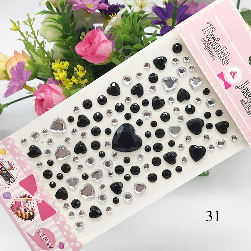 Children Diamond Sticker Acrylic Crystal Sticker 3D Colorful Love DIY Gem Decoration Stickers for Girl Rhinestones Stickers
