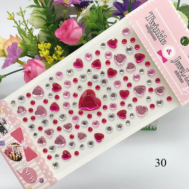 Children Diamond Sticker Acrylic Crystal Sticker 3D Colorful Love DIY Gem Decoration Stickers for Girl Rhinestones Stickers