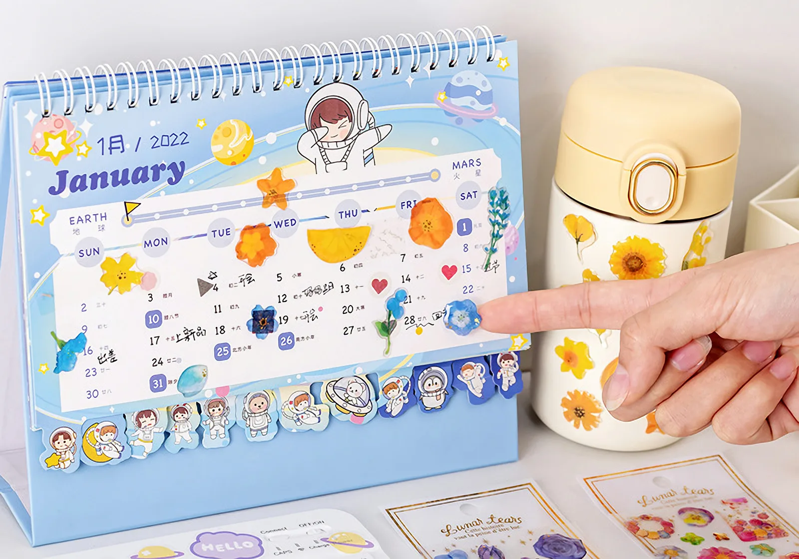 Cute Kawaii Crystal Jelly Flower Stickers 3D Puffy Epoxy Resin Decals for Scrapbooking Journal Planner Phone DIY Laptop Decor
