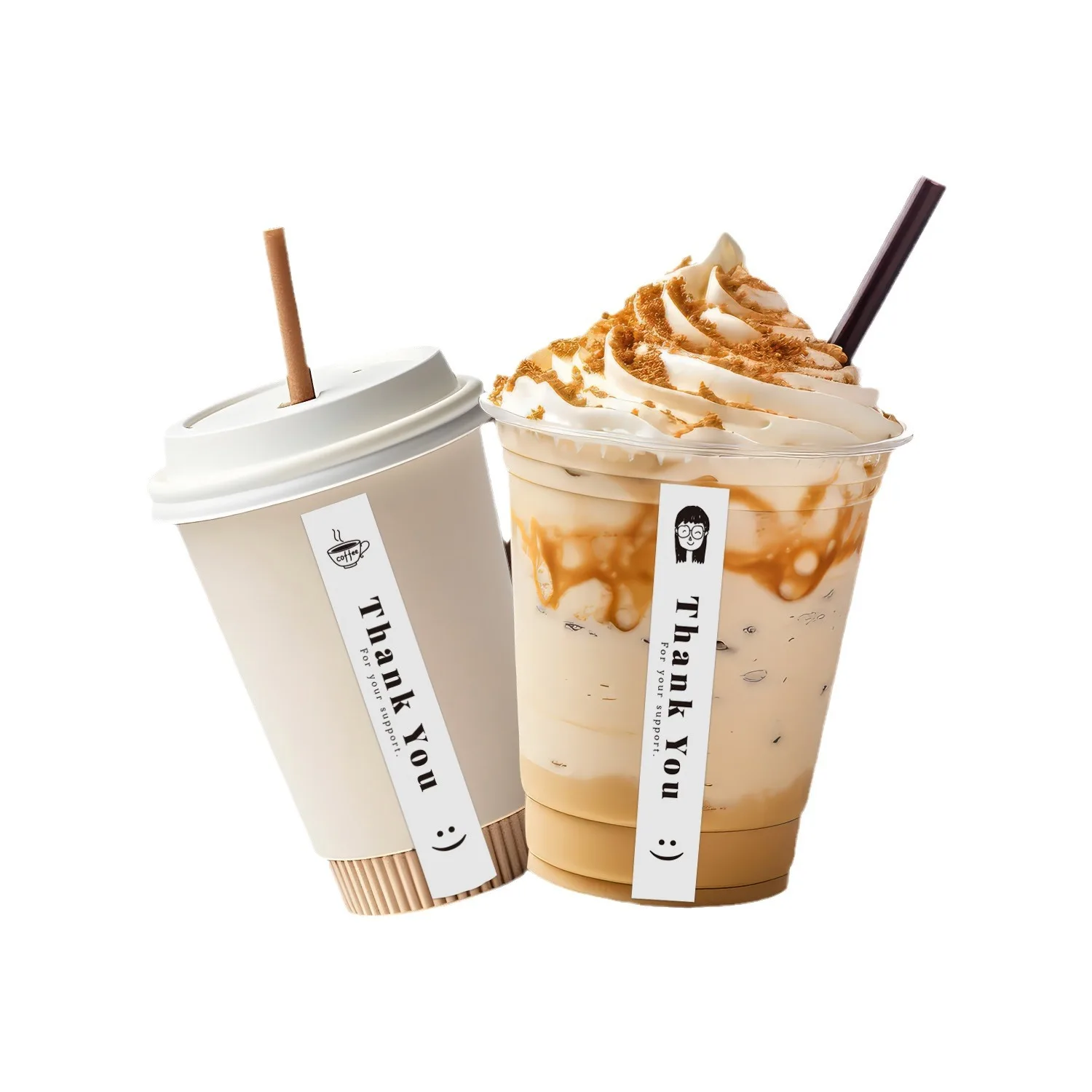 100pcs Cute Smile Thank You Stickers Handmade Food Bakery Stickers for Coffee Milk Tea  Cups/Bottles, Gift Wrapping