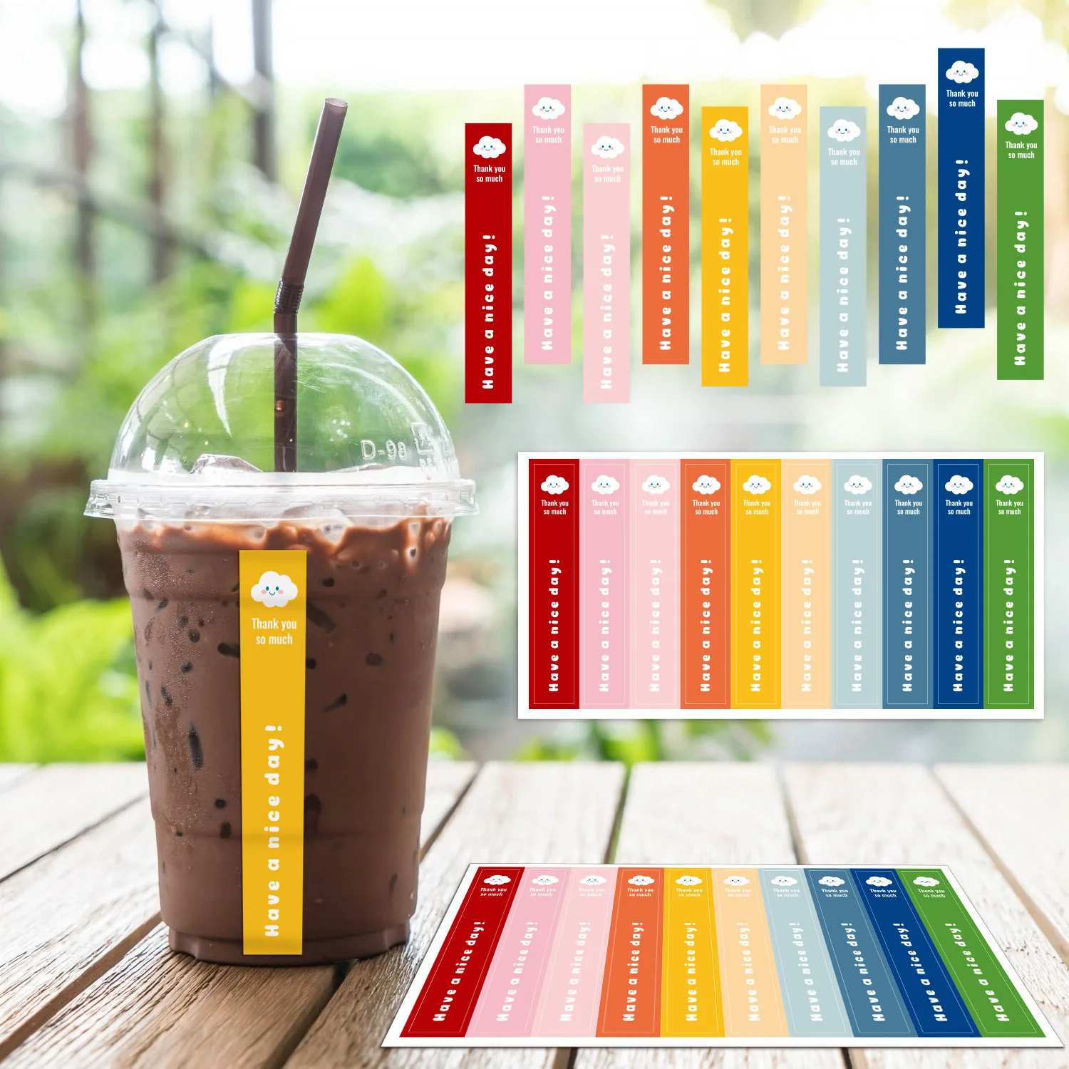 100pcs Cute Smile Thank You Stickers Handmade Food Bakery Stickers for Coffee Milk Tea  Cups/Bottles, Gift Wrapping