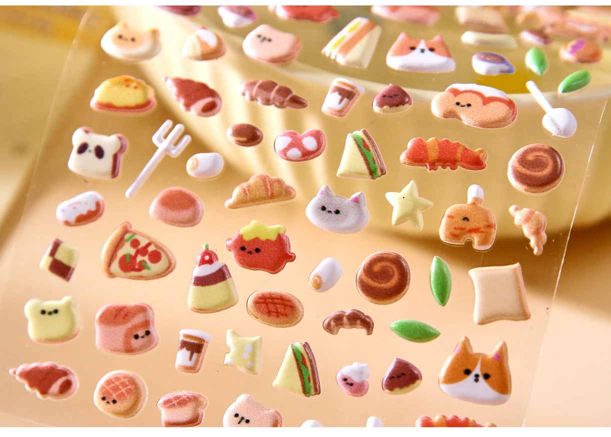 Kawaii Cartoon Animal Cute Things 3D Relief Stickers DIY Diary Handmade Scrapbook Aesthetic Supplies Stationery Stickers