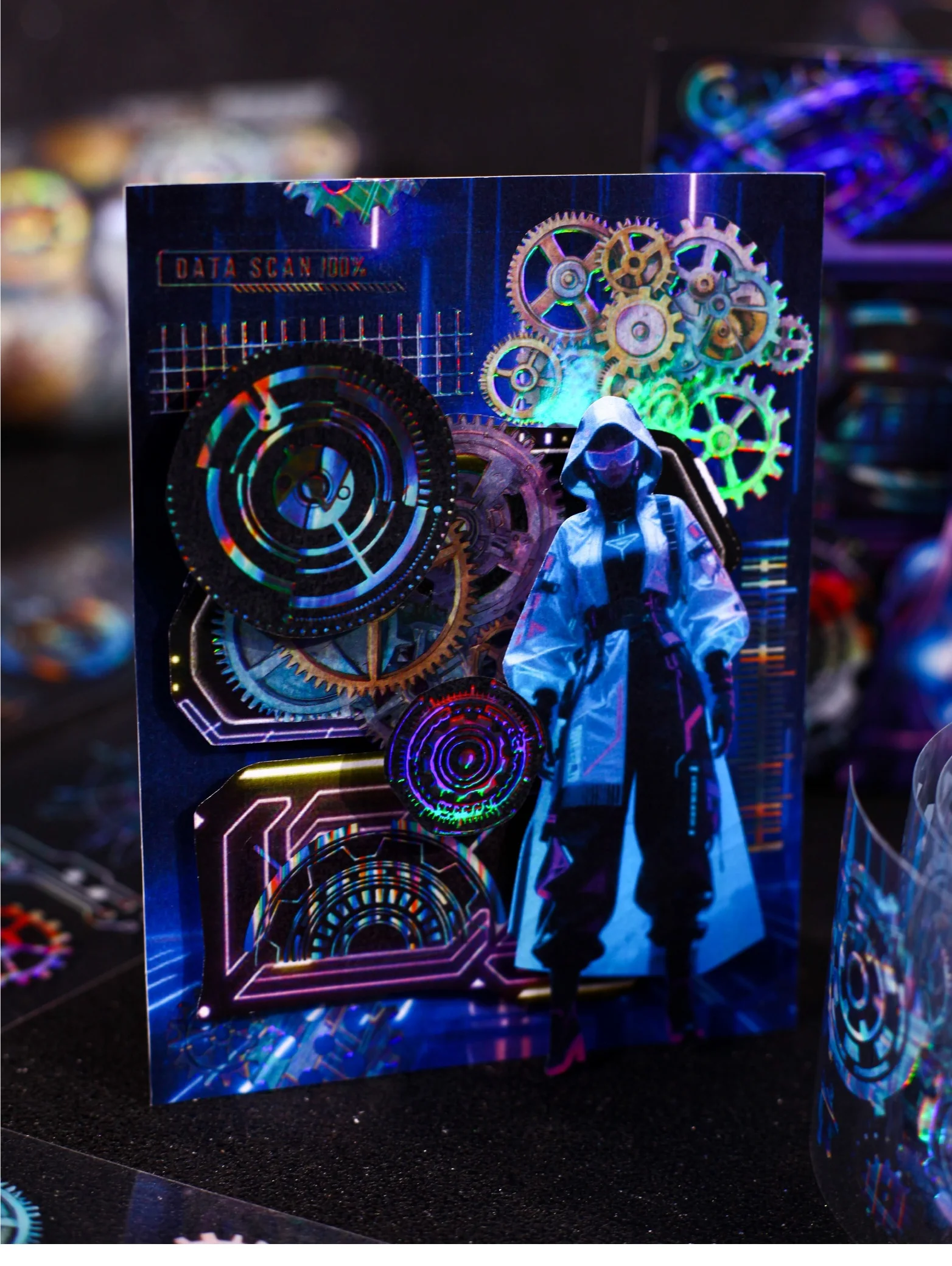 50mm * 2m Gear Fantasy Series Punk Cyberpunk Style PET Stickers Creative Handbook DIY Handmade Scrapbook Aesthetic Stickers