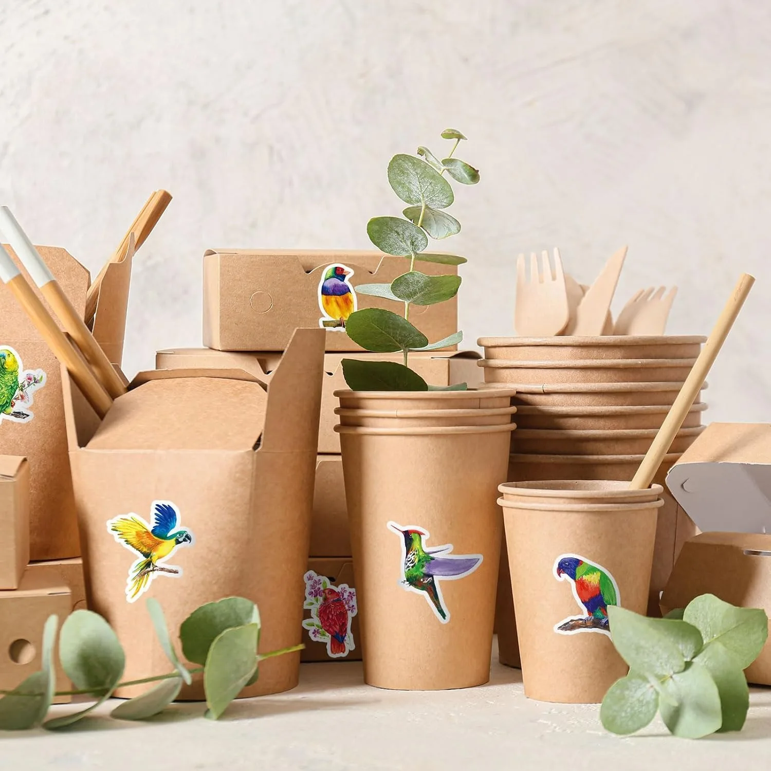500Pcs /1 Rolls 2.5cm/1inch Colorful Bird Shaped Sticker Decoration Gift Box Sticker Label Stationery Sticker