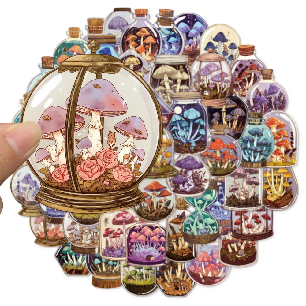 50PCS Creative Mushroom Bottle Decoration Graffiti Stickers Luggage Speaker Skateboard Water Cup Label Waterproof Stickers