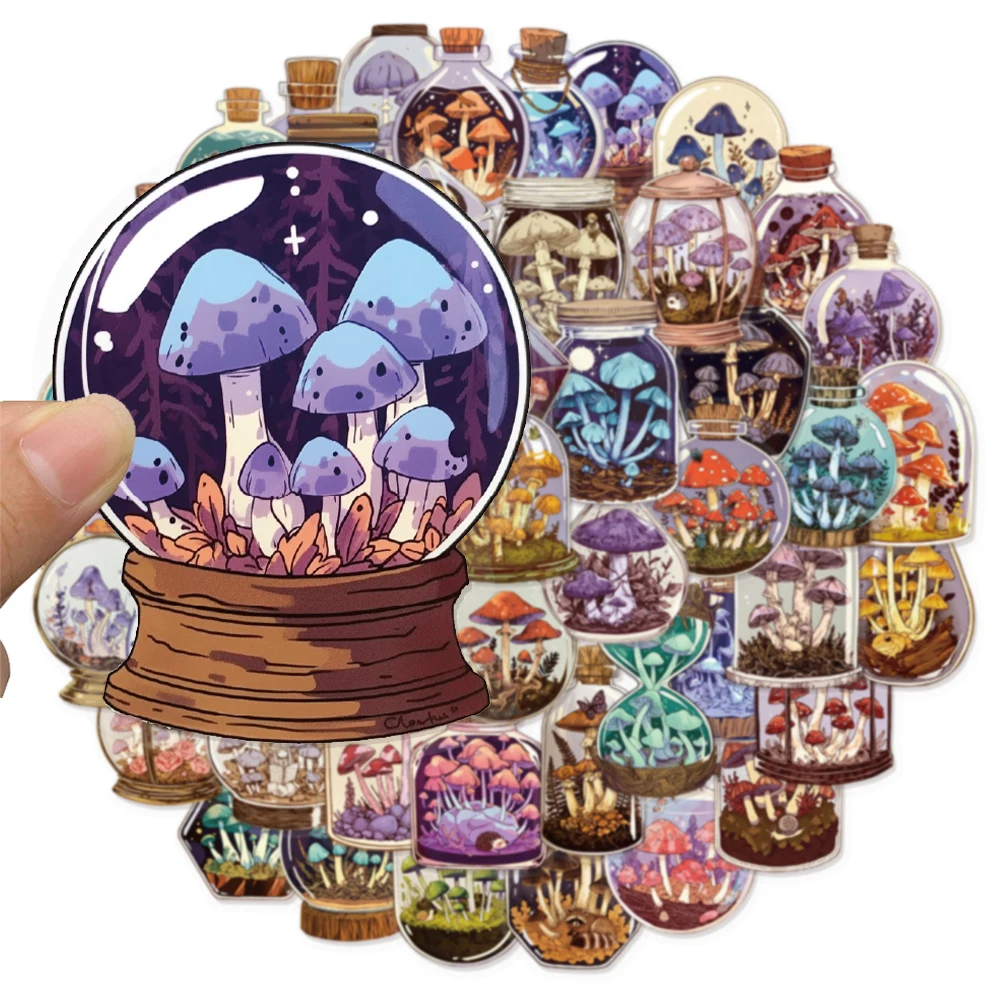 50PCS Creative Mushroom Bottle Decoration Graffiti Stickers Luggage Speaker Skateboard Water Cup Label Waterproof Stickers