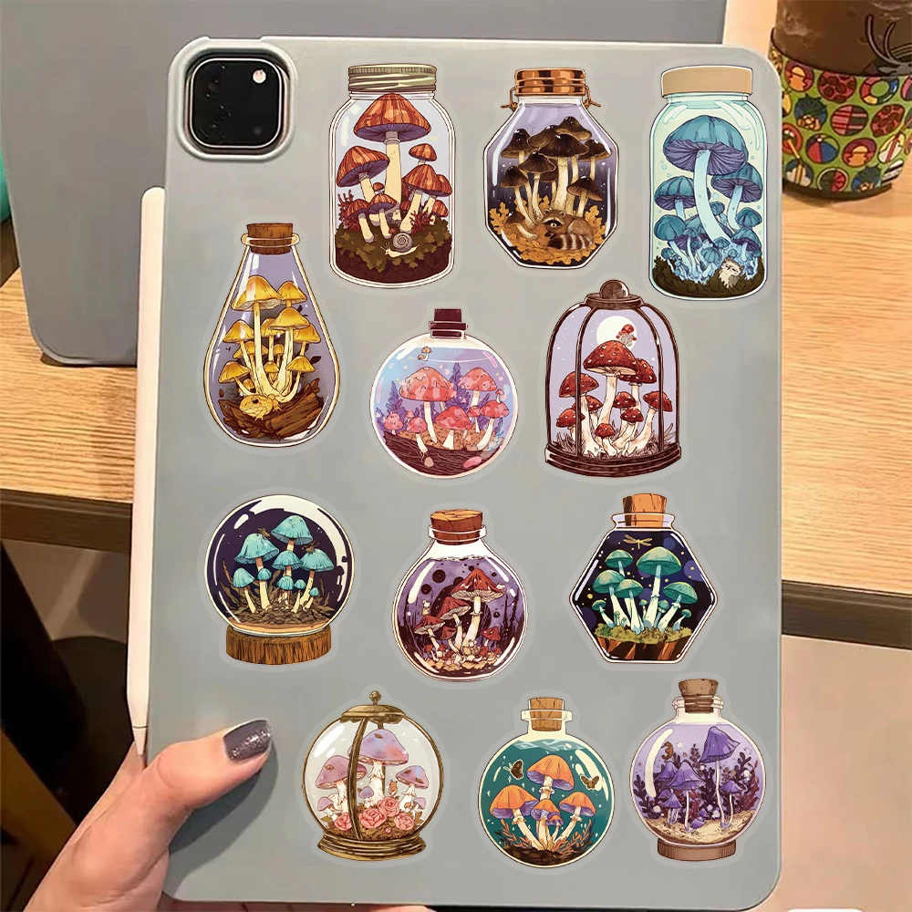 50PCS Creative Mushroom Bottle Decoration Graffiti Stickers Luggage Speaker Skateboard Water Cup Label Waterproof Stickers