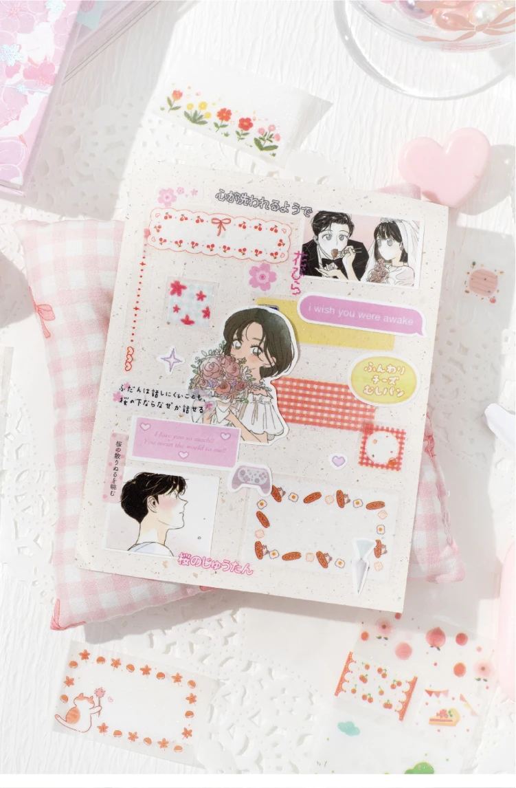 Journal GO 5x200cm Cute Tape Stickers for Kraft Greeting Cards diy Masking Tape for Collage Junk Journal Gifts Decoration