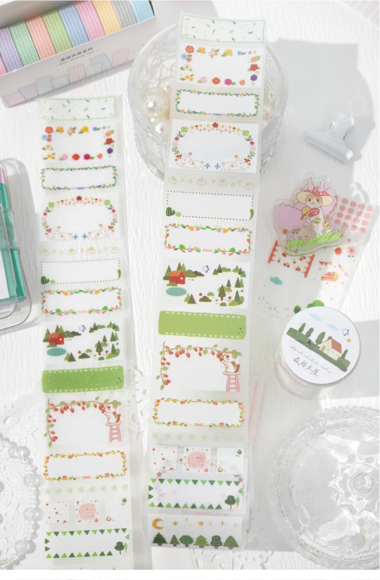 Journal GO 5x200cm Cute Tape Stickers for Kraft Greeting Cards diy Masking Tape for Collage Junk Journal Gifts Decoration