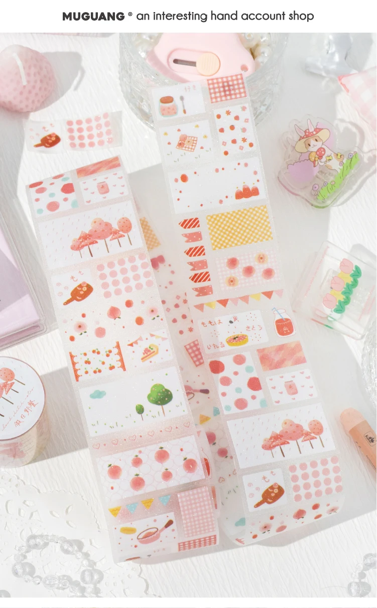 Journal GO 5x200cm Cute Tape Stickers for Kraft Greeting Cards diy Masking Tape for Collage Junk Journal Gifts Decoration