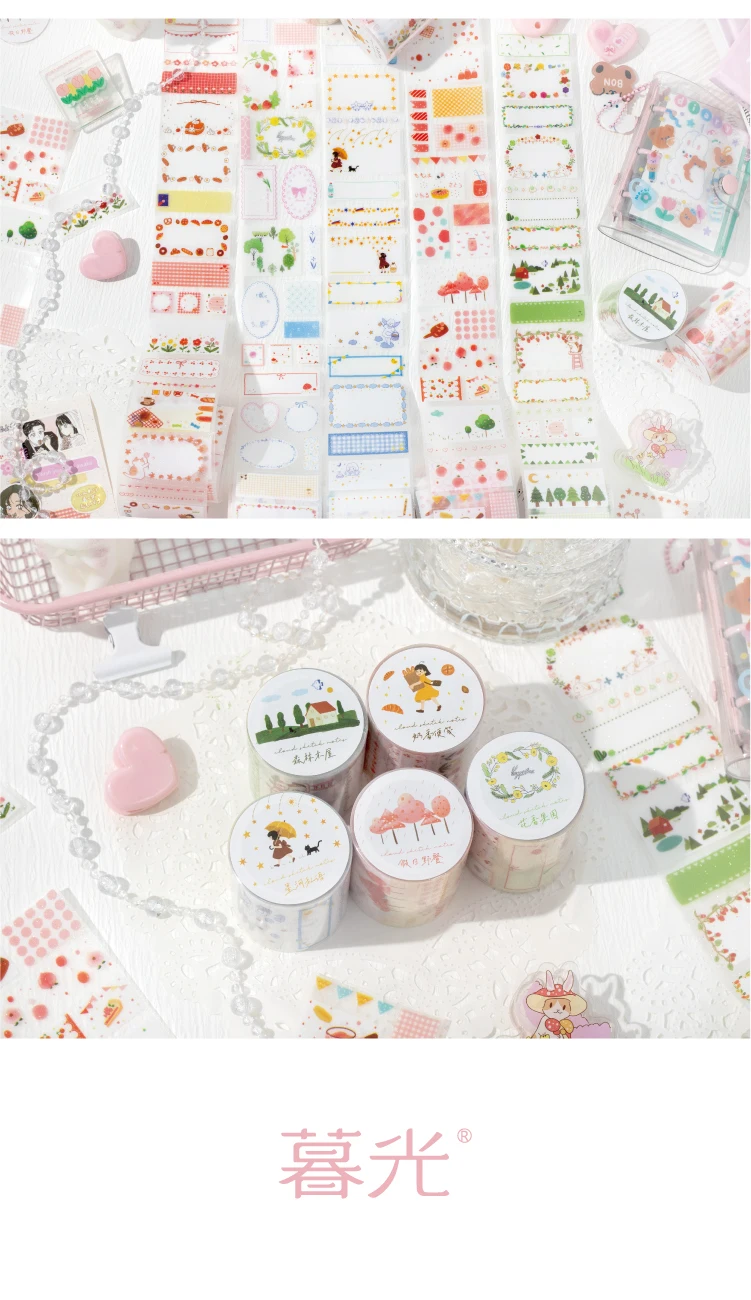 Journal GO 5x200cm Cute Tape Stickers for Kraft Greeting Cards diy Masking Tape for Collage Junk Journal Gifts Decoration