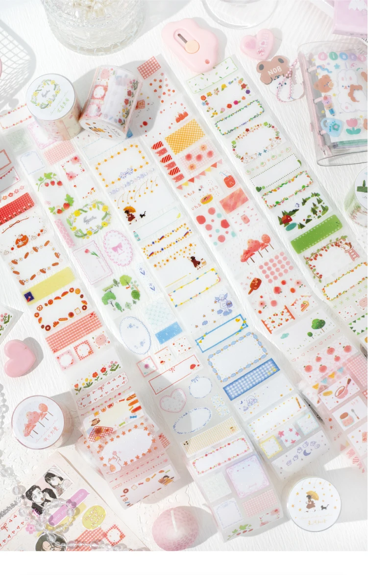 Journal GO 5x200cm Cute Tape Stickers for Kraft Greeting Cards diy Masking Tape for Collage Junk Journal Gifts Decoration