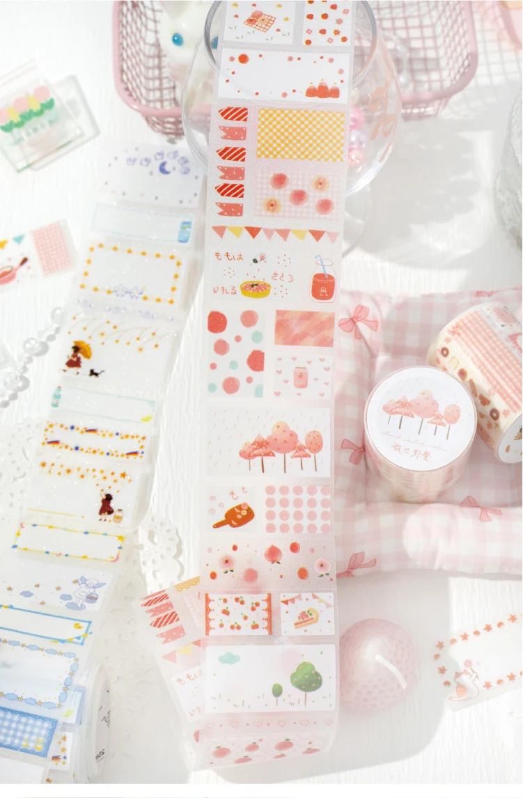 Journal GO 5x200cm Cute Tape Stickers for Kraft Greeting Cards diy Masking Tape for Collage Junk Journal Gifts Decoration