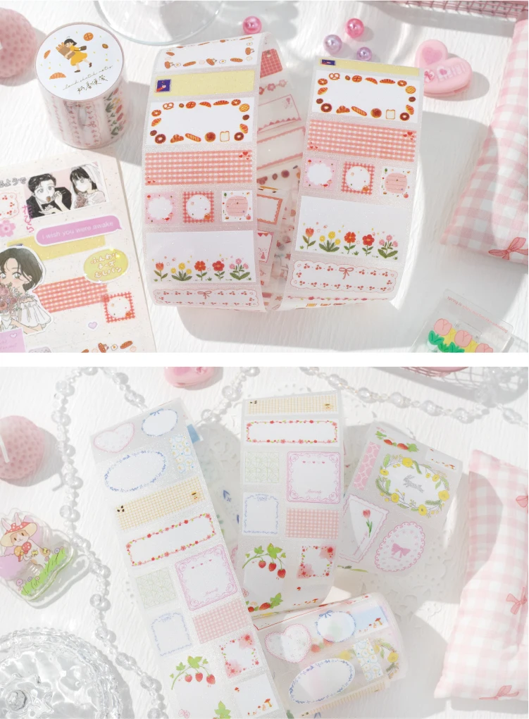Journal GO 5x200cm Cute Tape Stickers for Kraft Greeting Cards diy Masking Tape for Collage Junk Journal Gifts Decoration