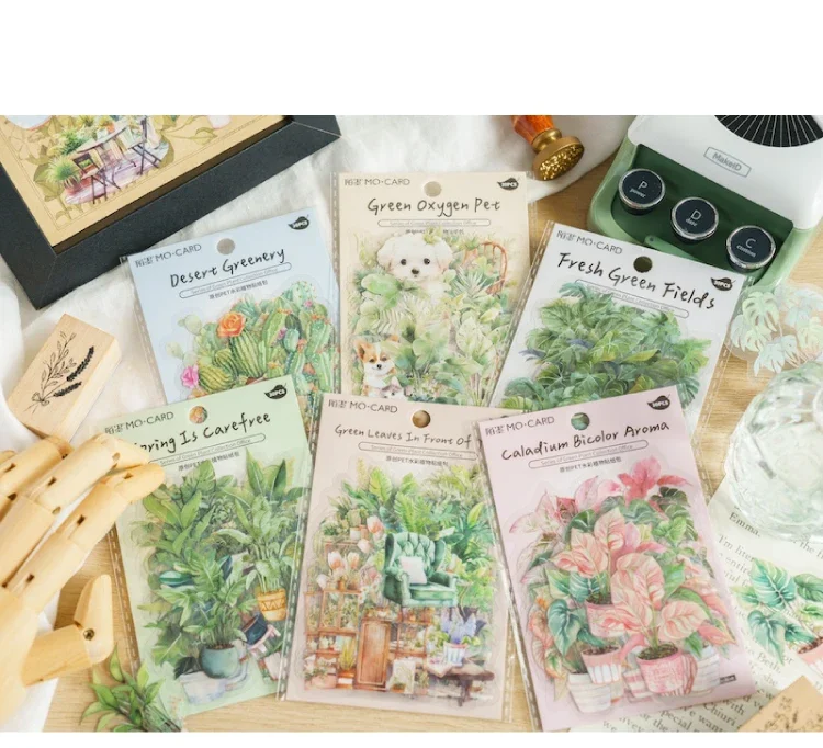 JIANWU 30Sheets Plant Collection Office Series Vintage Flower Material Decor PET Sticker Creative DIY Journal Collage Stationery