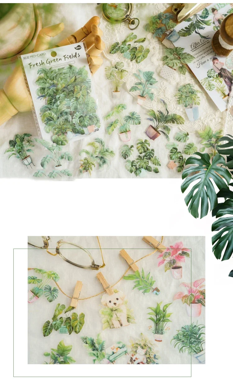 JIANWU 30Sheets Plant Collection Office Series Vintage Flower Material Decor PET Sticker Creative DIY Journal Collage Stationery