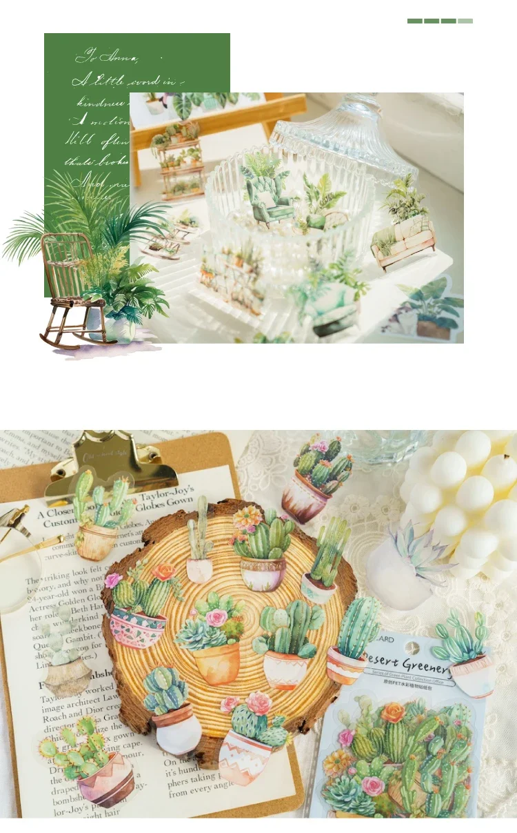 JIANWU 30Sheets Plant Collection Office Series Vintage Flower Material Decor PET Sticker Creative DIY Journal Collage Stationery