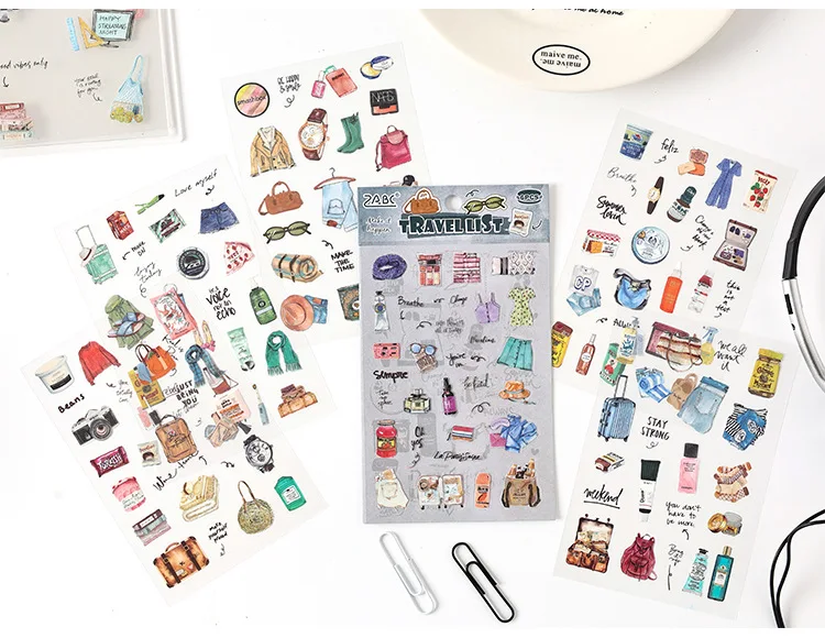 6pcs/1lot Kawaii Scrapbook Stickers Life building Journal Junk Journal Planner Stationery Sticker Planner Decorative