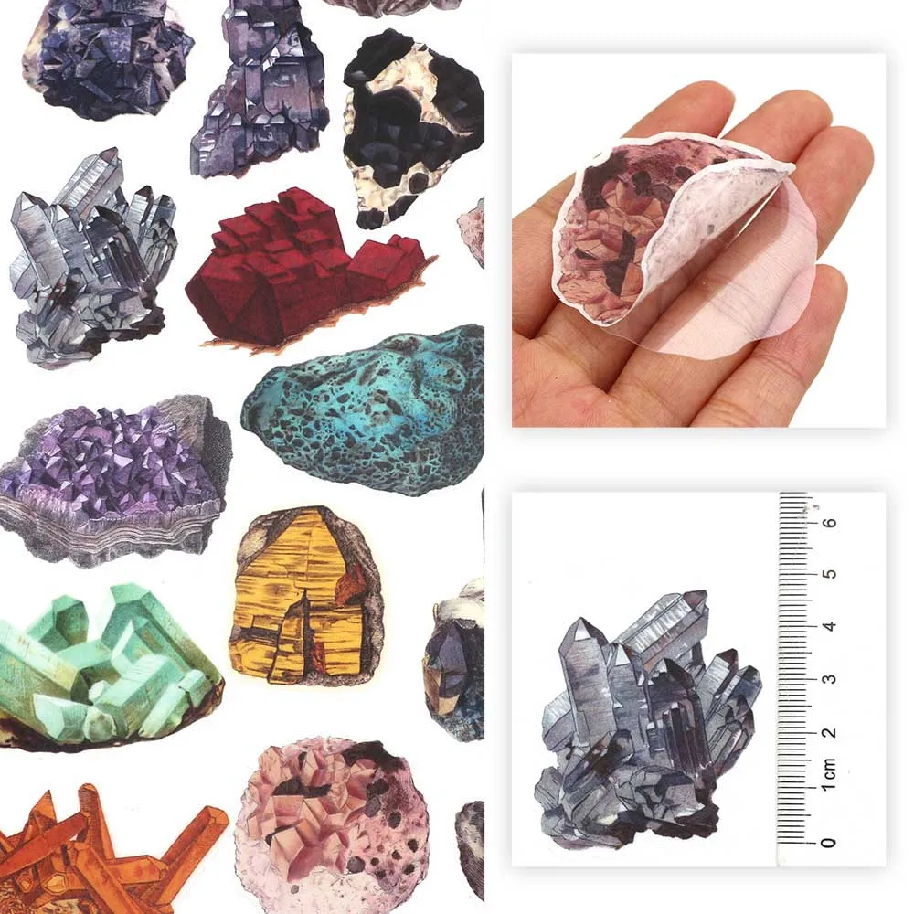 Vintage Ore Stickers Crystal Gem Washi Paper Stickers Decorative Diary Stickers Scrapbooking For Children Stationery