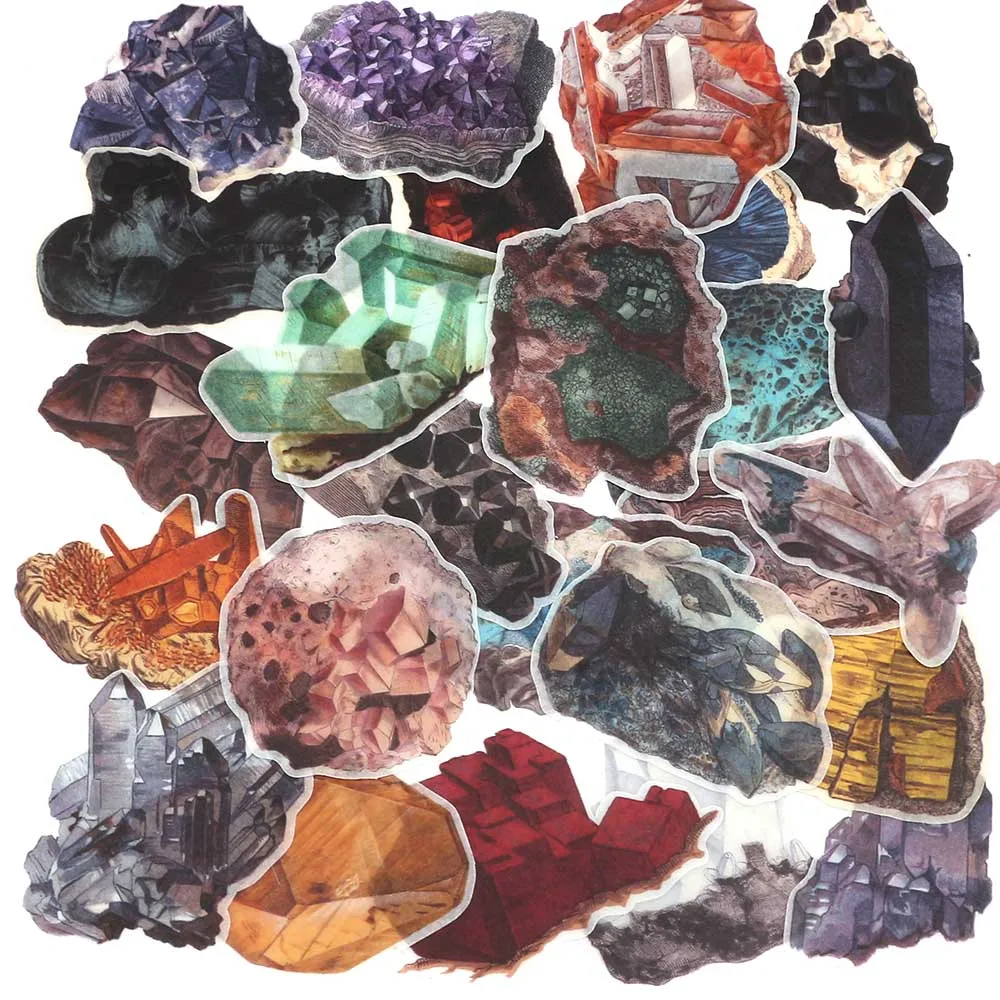 Vintage Ore Stickers Crystal Gem Washi Paper Stickers Decorative Diary Stickers Scrapbooking For Children Stationery