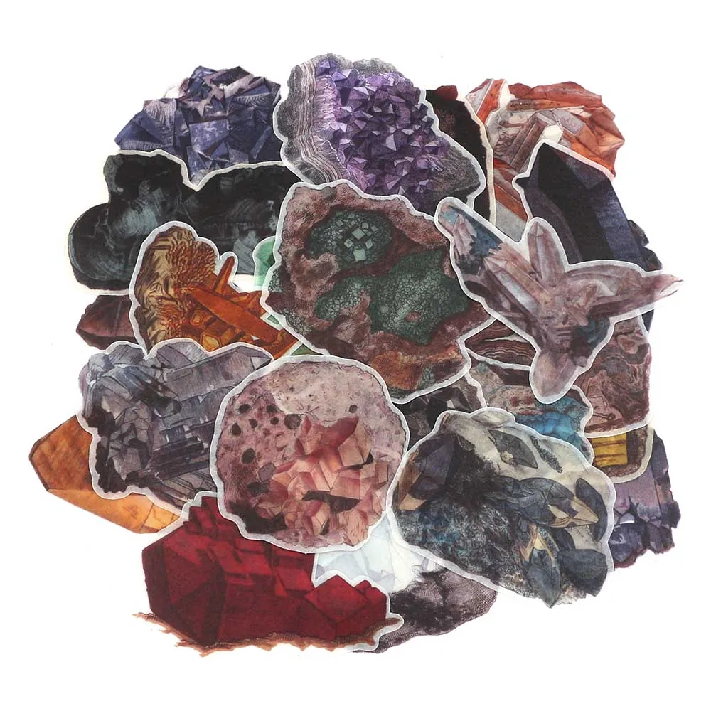 Vintage Ore Stickers Crystal Gem Washi Paper Stickers Decorative Diary Stickers Scrapbooking For Children Stationery
