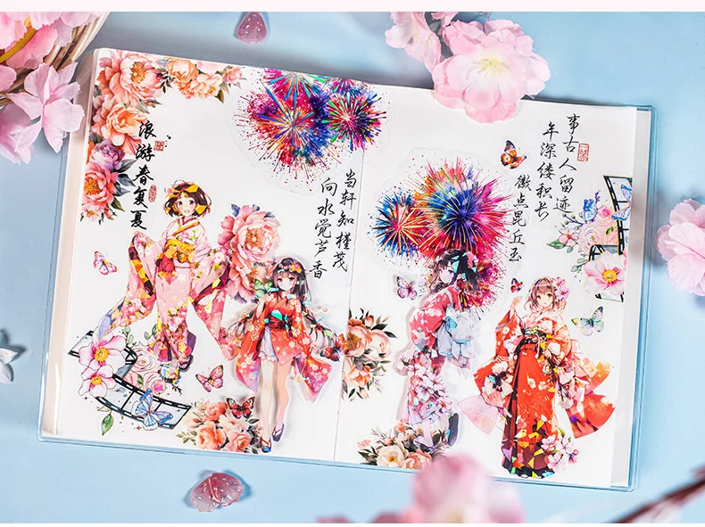 5pcs/1pack Kawaii Stationery Stickers Sakura maiden Diary Planner Decorative Mobile Stickers Scrapbooking Craft Stickers