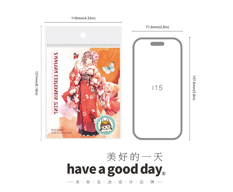 5pcs/1pack Kawaii Stationery Stickers Sakura maiden Diary Planner Decorative Mobile Stickers Scrapbooking Craft Stickers