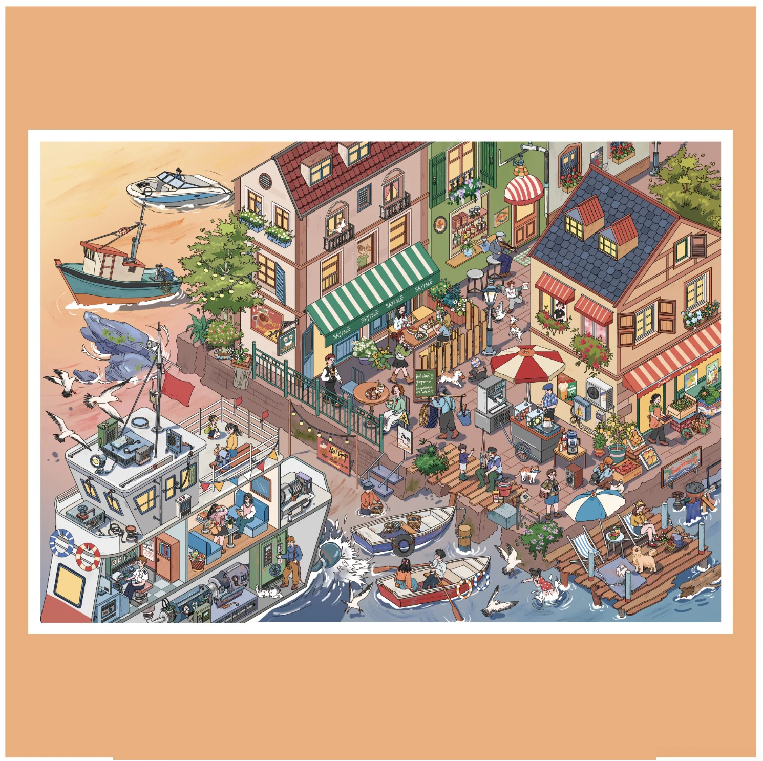 Kawaii 3D Small Town Life Miniature Scene Stickers DIY Scrapbooking Stacking Paste Game Stickers Children's Festival Gifts