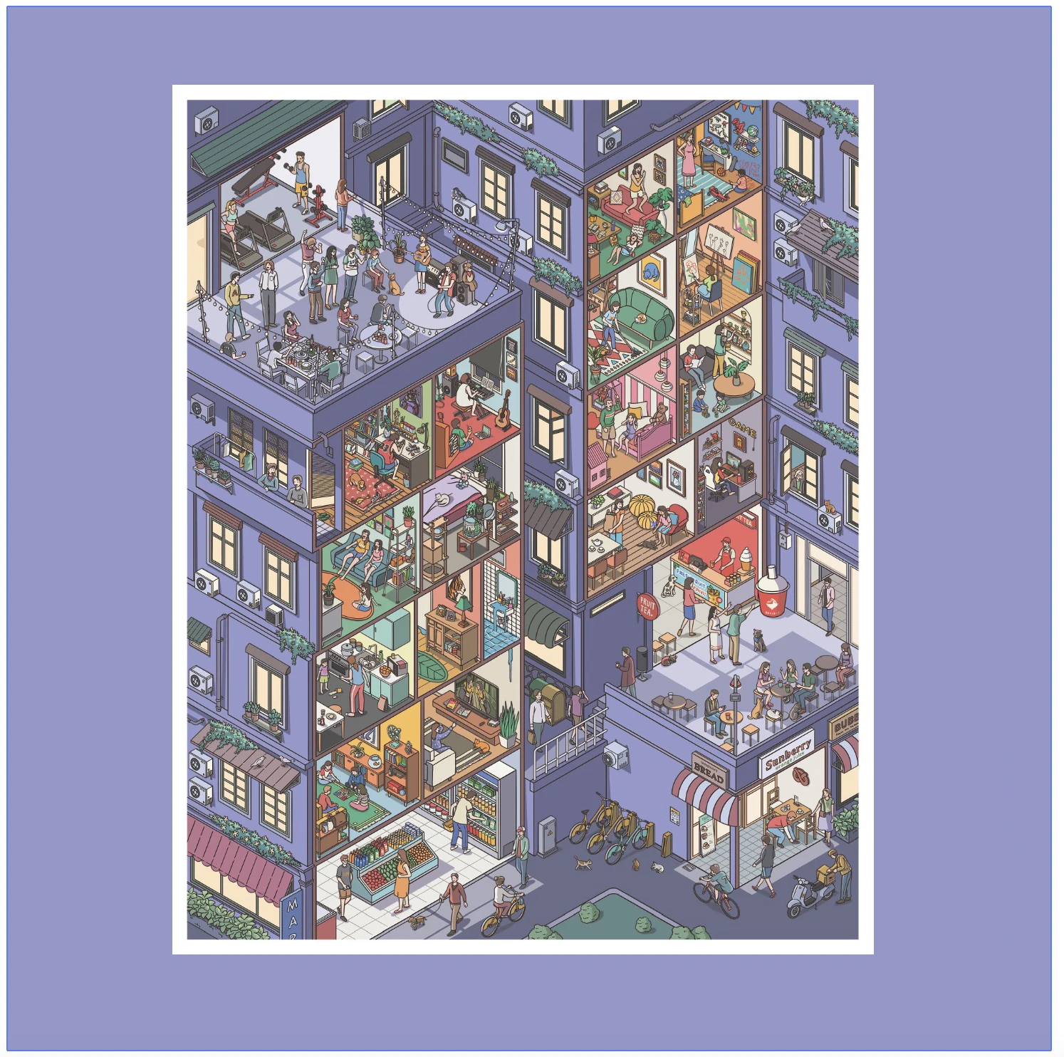 Kawaii 3D Small Town Life Miniature Scene Stickers DIY Scrapbooking Stacking Paste Game Stickers Children's Festival Gifts
