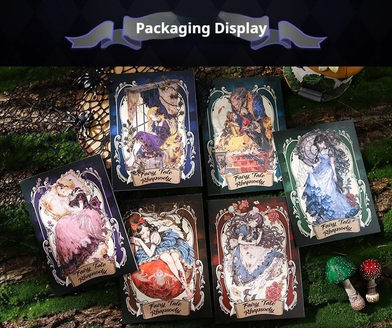 JIANWU Vintage Dark Fairy Tale Character Landscape Material Collage Scrapbooking PET Sticker Creative DIY Journal Stationery