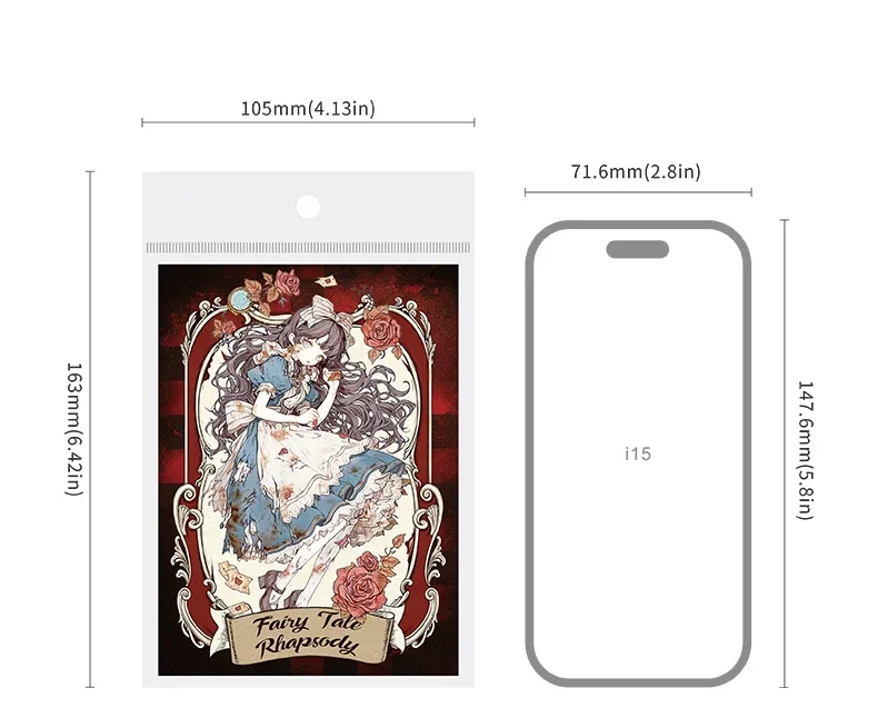 JIANWU Vintage Dark Fairy Tale Character Landscape Material Collage Scrapbooking PET Sticker Creative DIY Journal Stationery